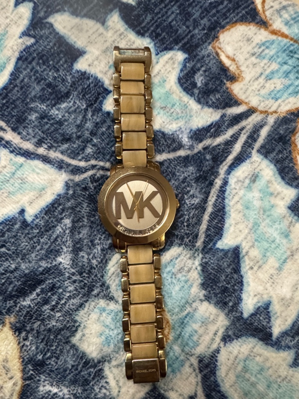 Michael Kors Gold and Ivory MK Logo Bracelet Watch - Picture 2 of 8